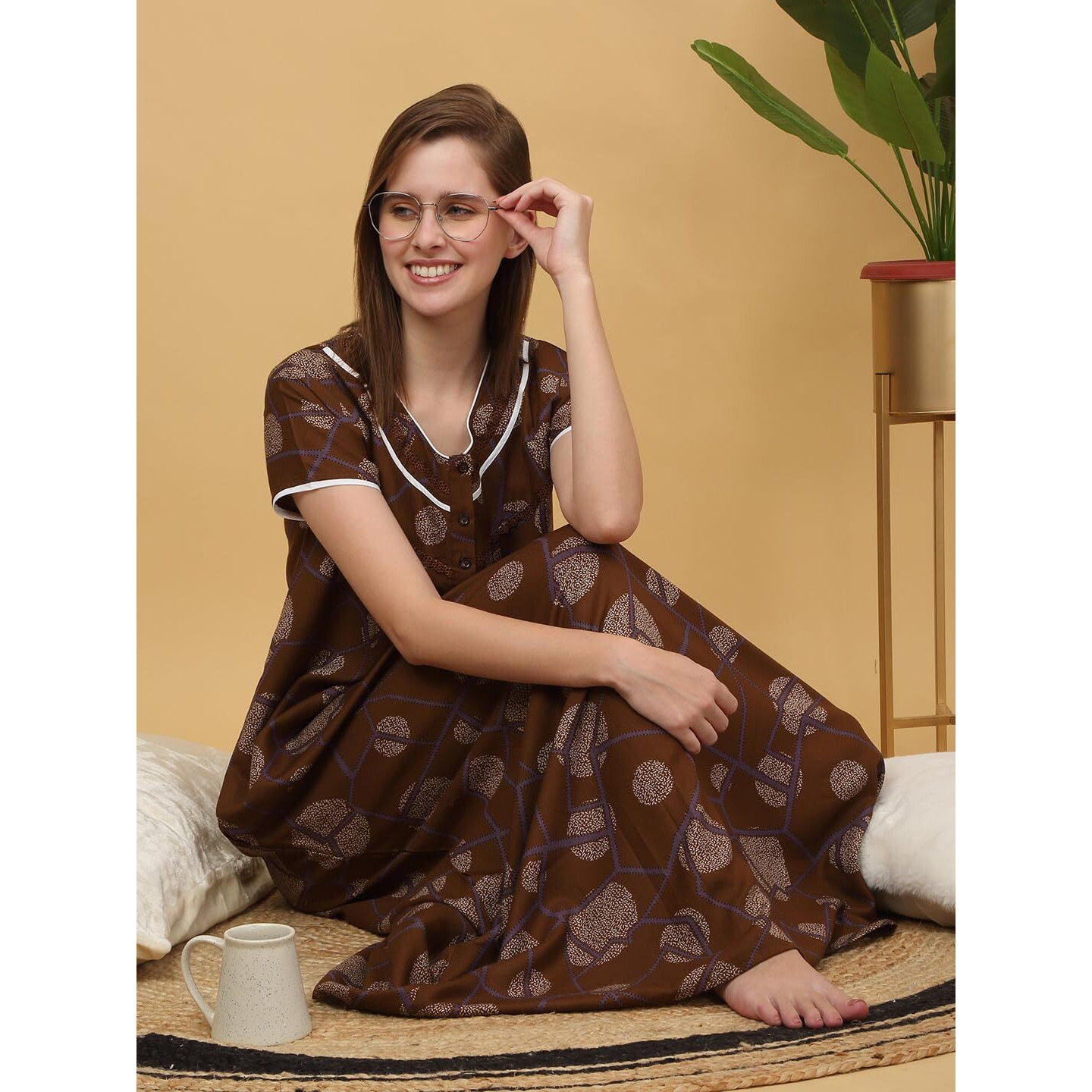 Sweet Dreams Women Printed Full Length Night Dress