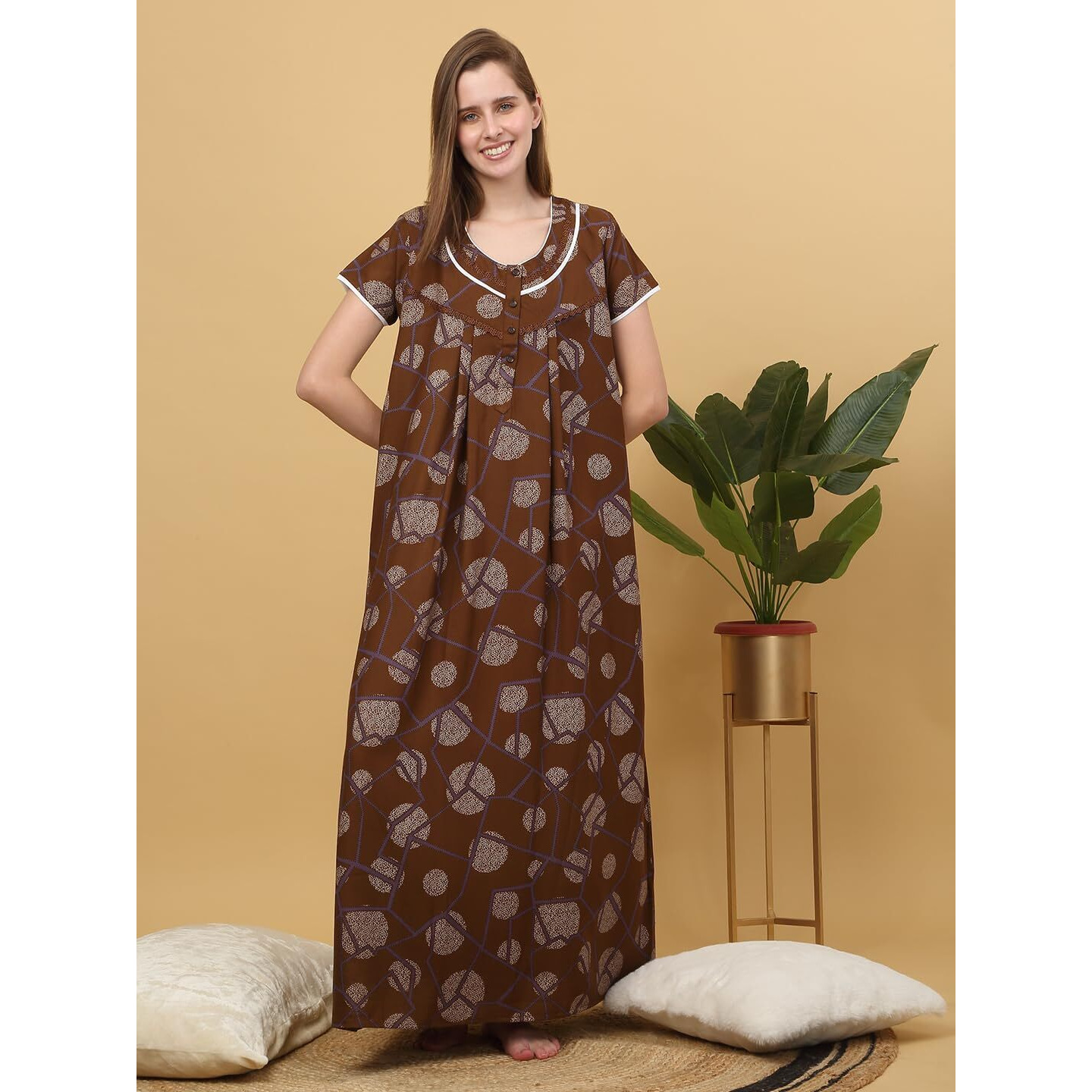 Sweet Dreams Women Printed Full Length Night Dress