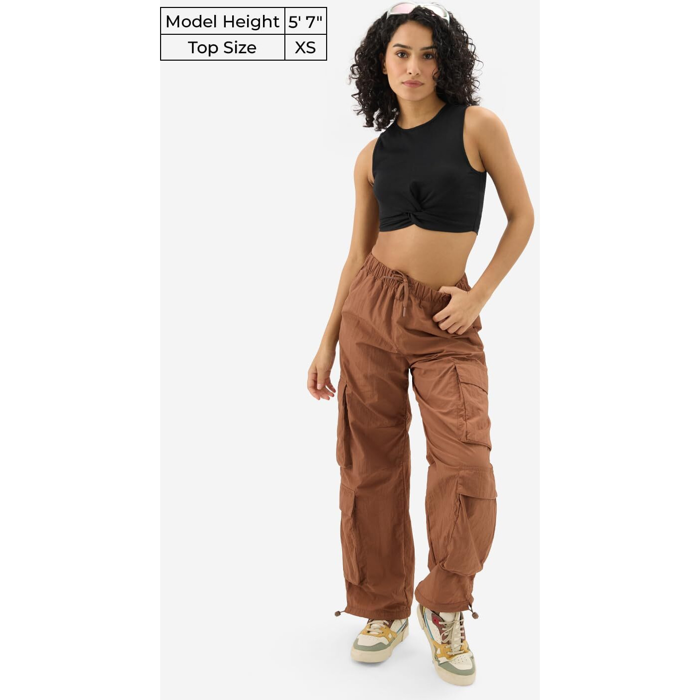 The Souled Store Solids Ink Black Women And Girls Sleeveless Round Neck Cotton Blend Slim Fit Cropped Tops