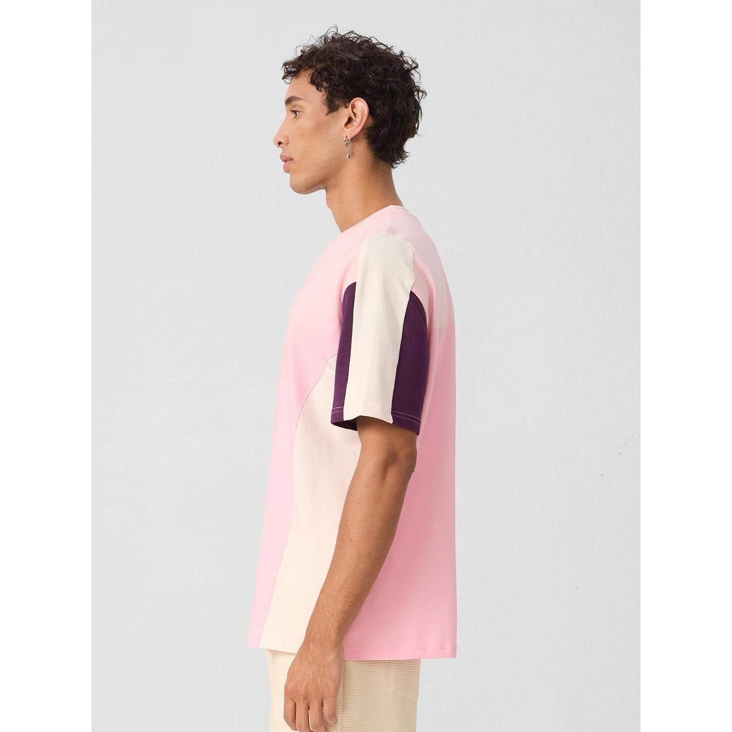 The Souled Store Originals Colourblock  Sapphire Oversized T-Shirt For Men Boys Cotton Casual Half Sleeves Baggy Loose Fit Drop Shoulder Round Neck