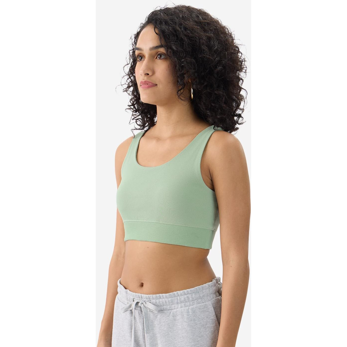 The Souled Store Jade Green Women And Girls Round Neck Sleeveless Cotton Padded Bralette Top