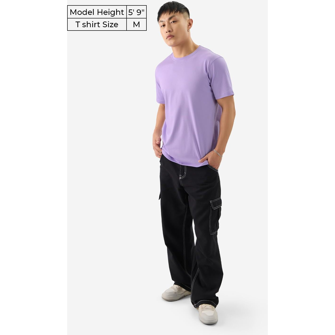 The Souled Store Solids Deep Lavender Men And Boys Round Neck Short Sleeve Cotton Regular Fit T-Shirts