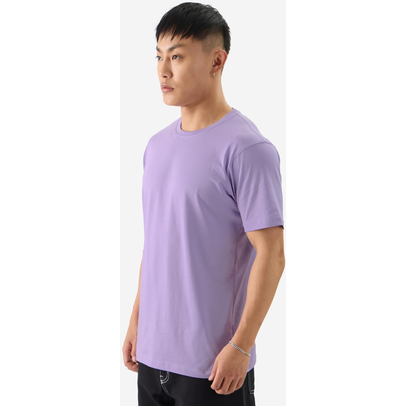 The Souled Store Solids Deep Lavender Men And Boys Round Neck Short Sleeve Cotton Regular Fit T-Shirts