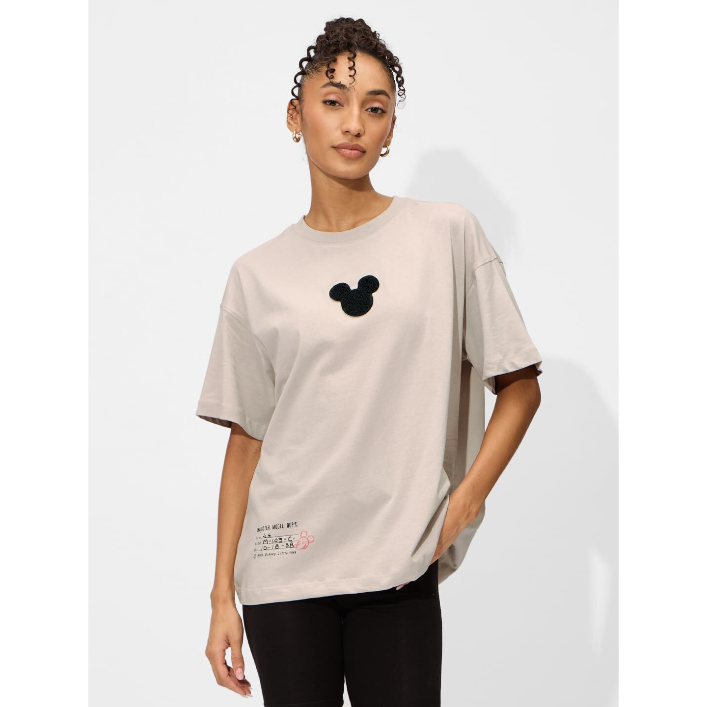 The Souled Store Official Mickey Mouse Fly Away Women And Girls Short Sleeves Round Neck Graphic Printed Cotton Oversized T-Shirts Grey