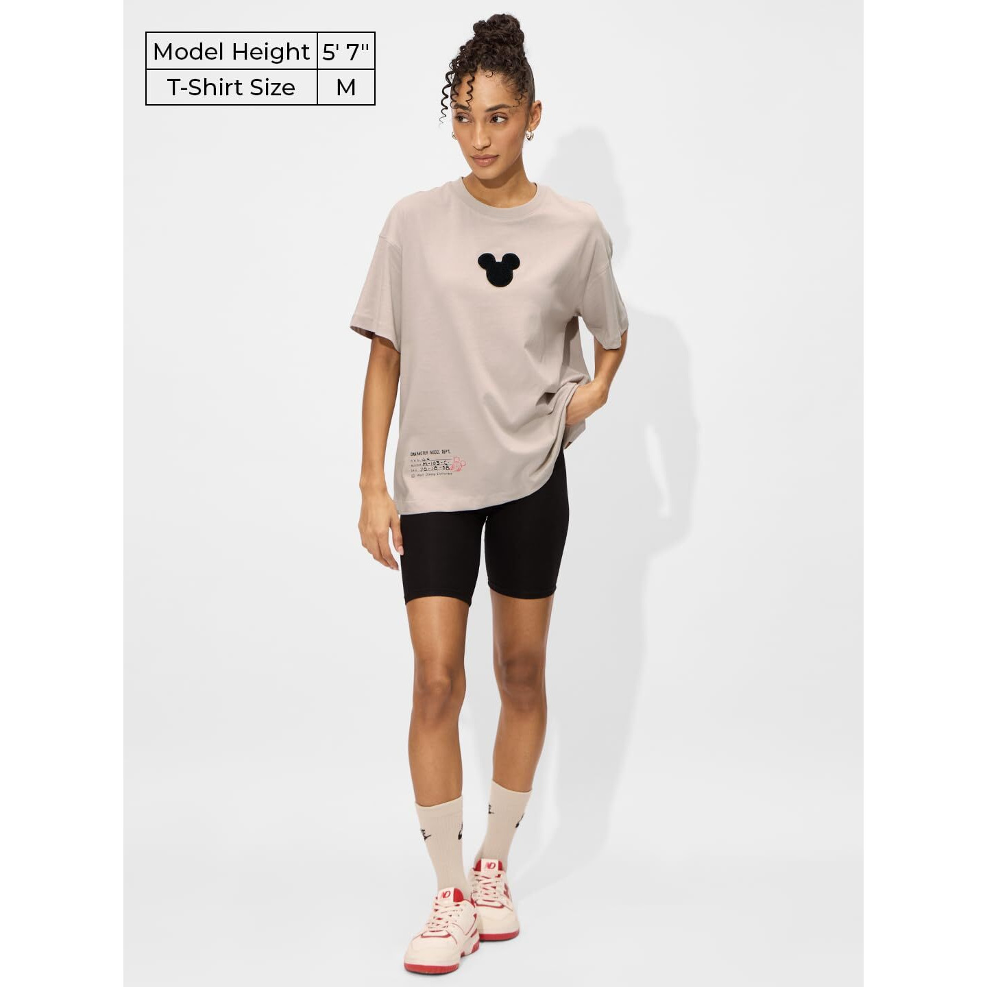 The Souled Store Official Mickey Mouse Fly Away Women And Girls Short Sleeves Round Neck Graphic Printed Cotton Oversized T-Shirts Grey