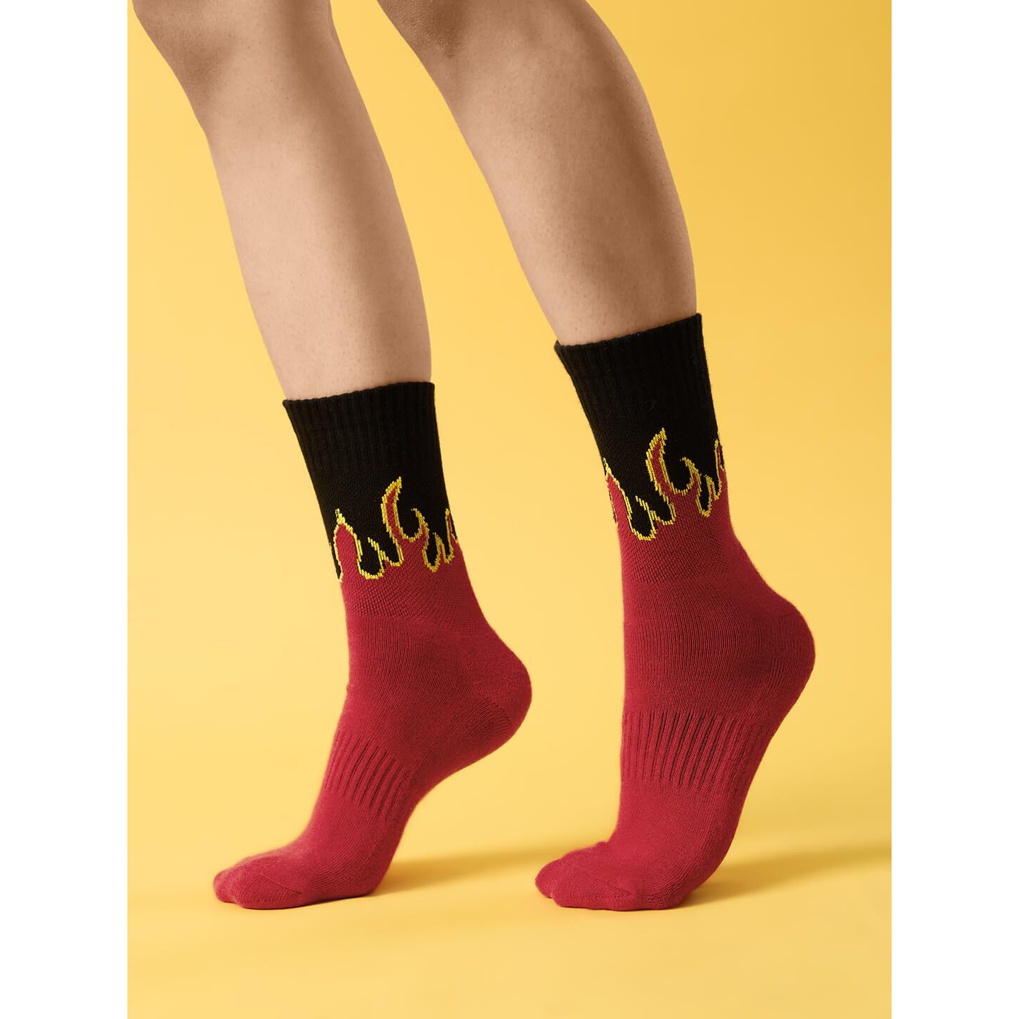 The Souled Store Souled Socks On Fire Men And Boys Black Printed Casual Cotton Blend Ankle Length Socks