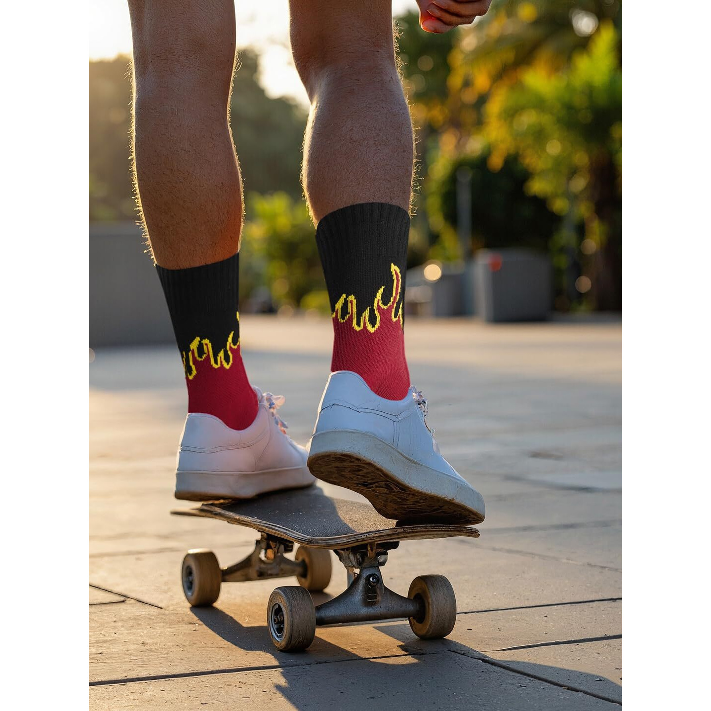 The Souled Store Souled Socks On Fire Men And Boys Black Printed Casual Cotton Blend Ankle Length Socks