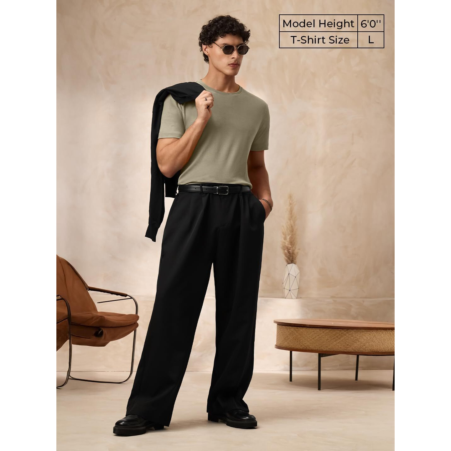 The Souled Store Solid Stone Brown Men & Boys Short Sleeve Round Crew Neck Solid Regular Fit Supima Cotton T-Shirts