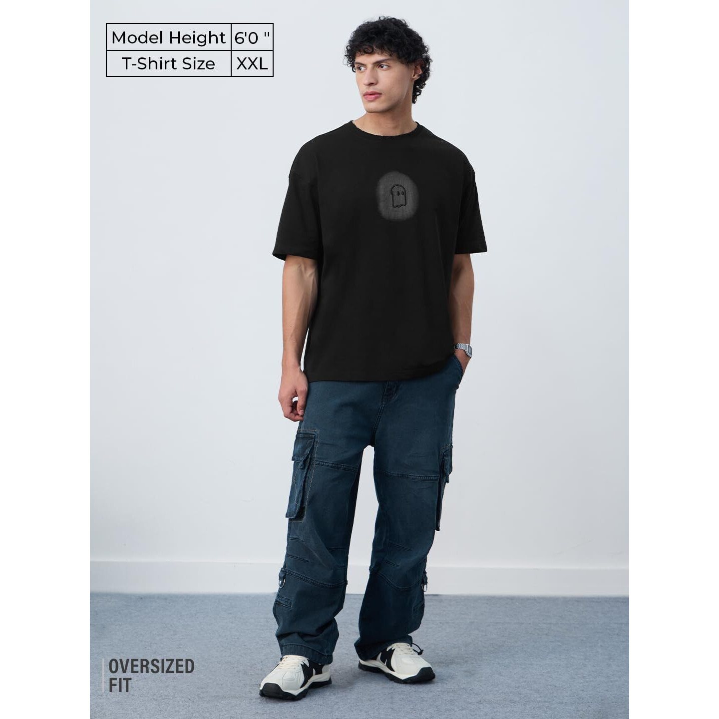 The Souled Store Grunge T-Shirt Dark Soul Men And Boys Short Sleeves Round Neck Black Embroidered Lightweight Comfortable All-Season Cotton Oversized T-Shirts