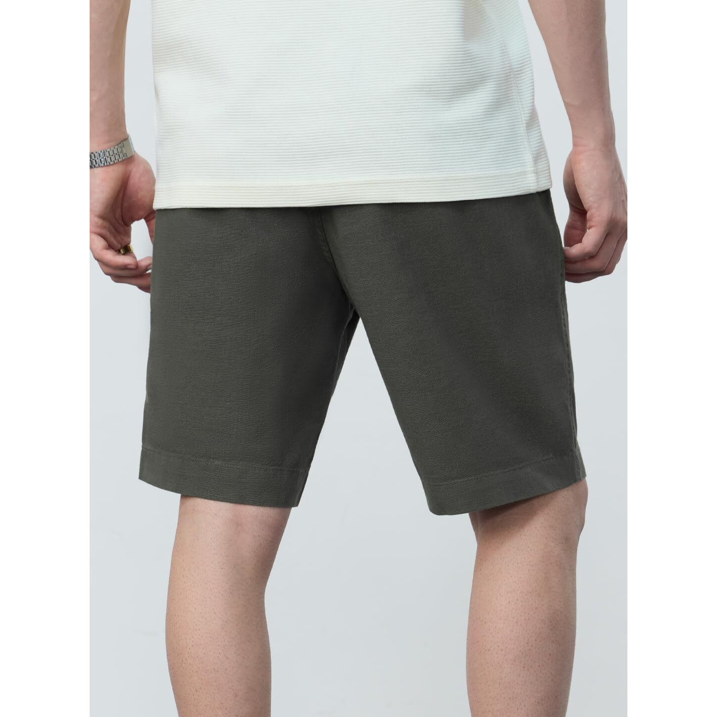 The Souled Store Chino Shorts Slate Green Men And Boys Buttoned Solid Regular Fit Knee Length Cotton Blend Chino Shorts