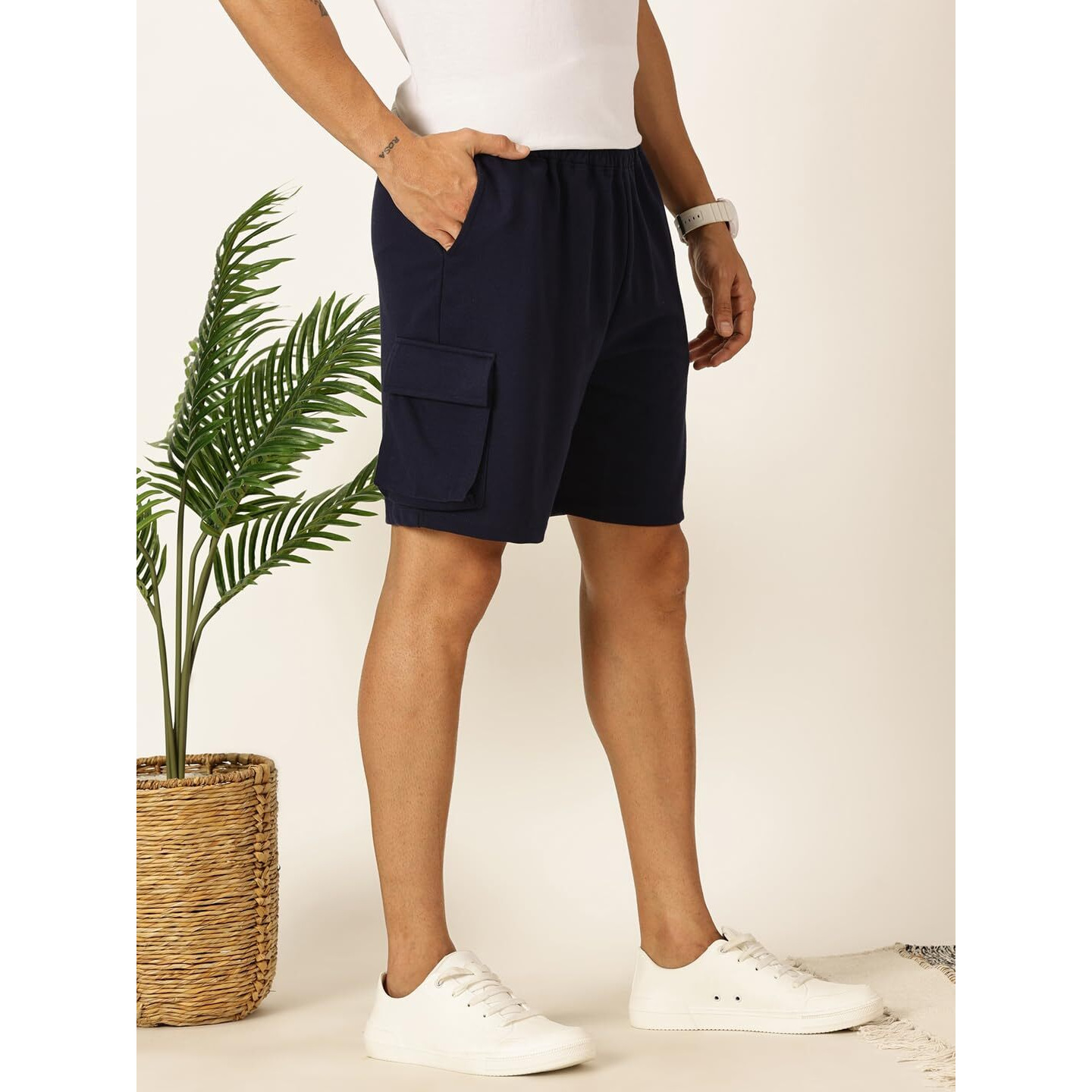 Thomas Scott Men Regular Fit Cotton Blend Cargo Shorts (Cckb08_Navalacademy, Xl)