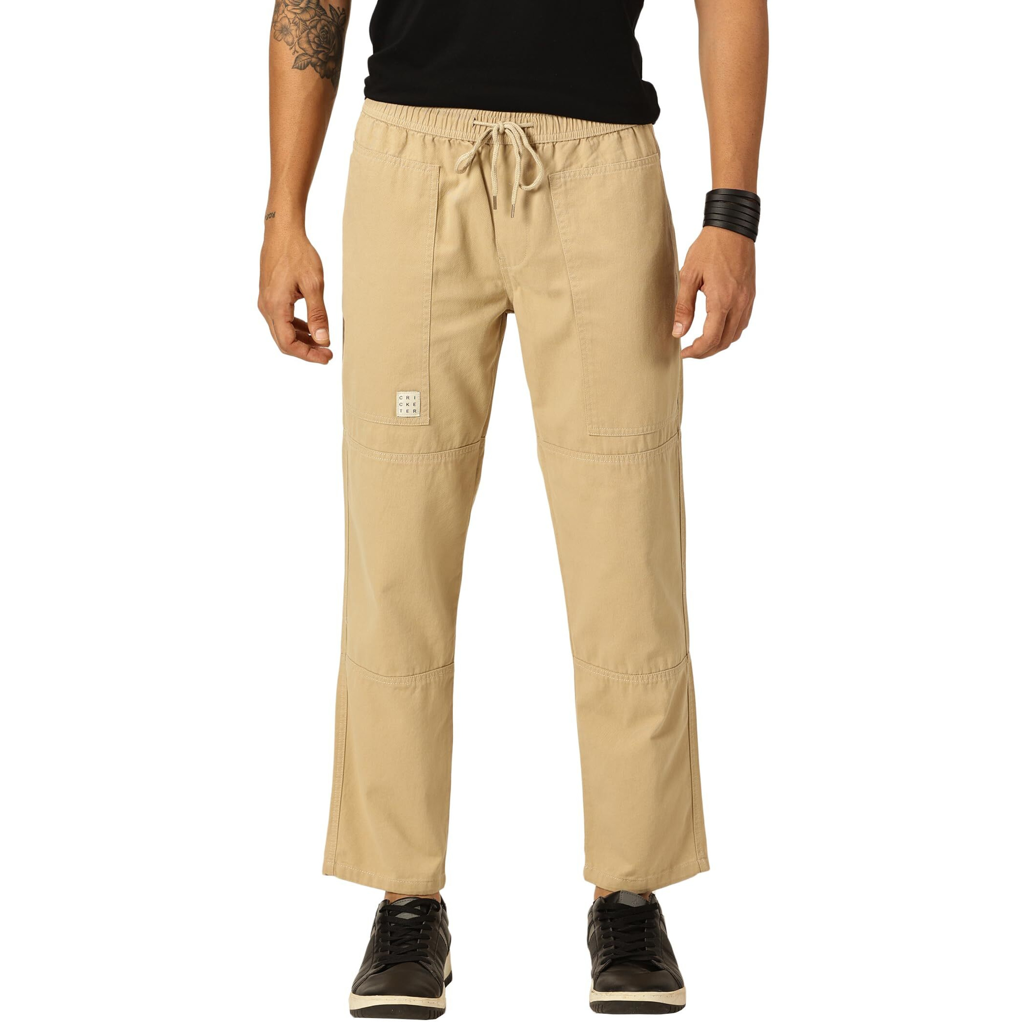 Thomas Scott Men's Relaxed Fit Pure Cotton Trousers Beige