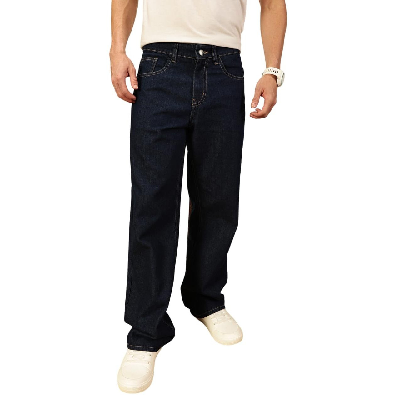 Thomas Scott Men 100% Cotton Loose Baggy Fit Jeans (Tsj201_Darkindigo, 30) Dark Indigo