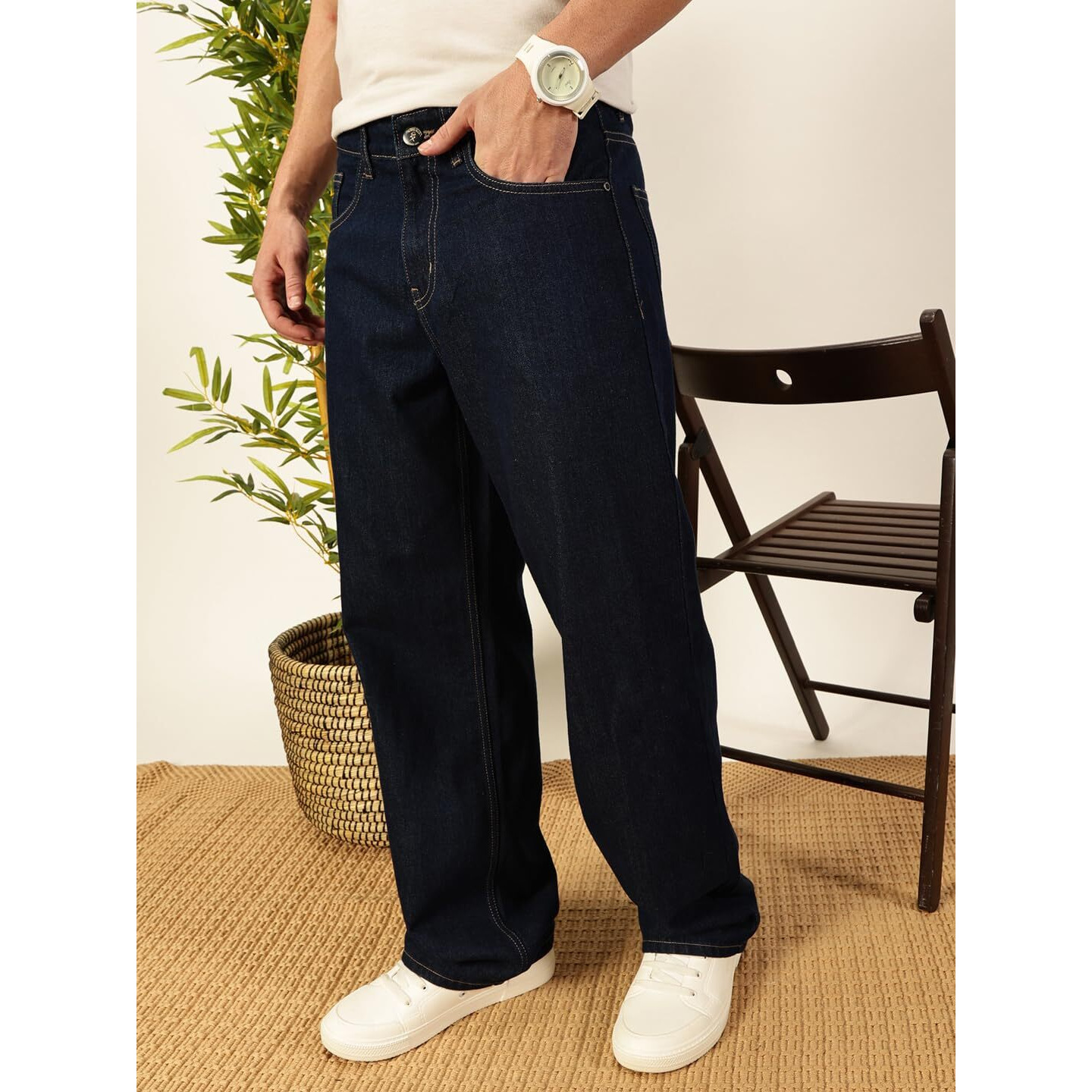 Thomas Scott Men 100% Cotton Loose Baggy Fit Jeans (Tsj201_Darkindigo, 30) Dark Indigo