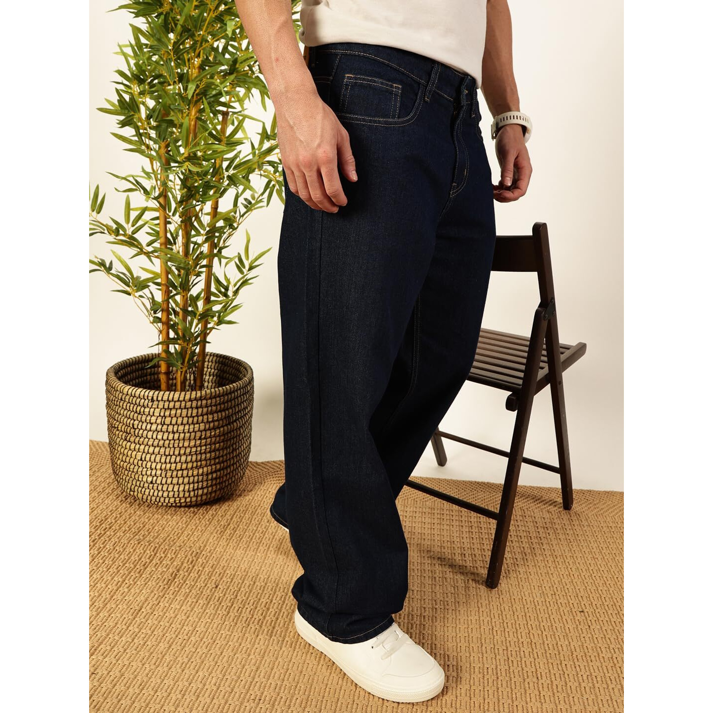 Thomas Scott Men 100% Cotton Loose Baggy Fit Jeans (Tsj201_Darkindigo, 30) Dark Indigo