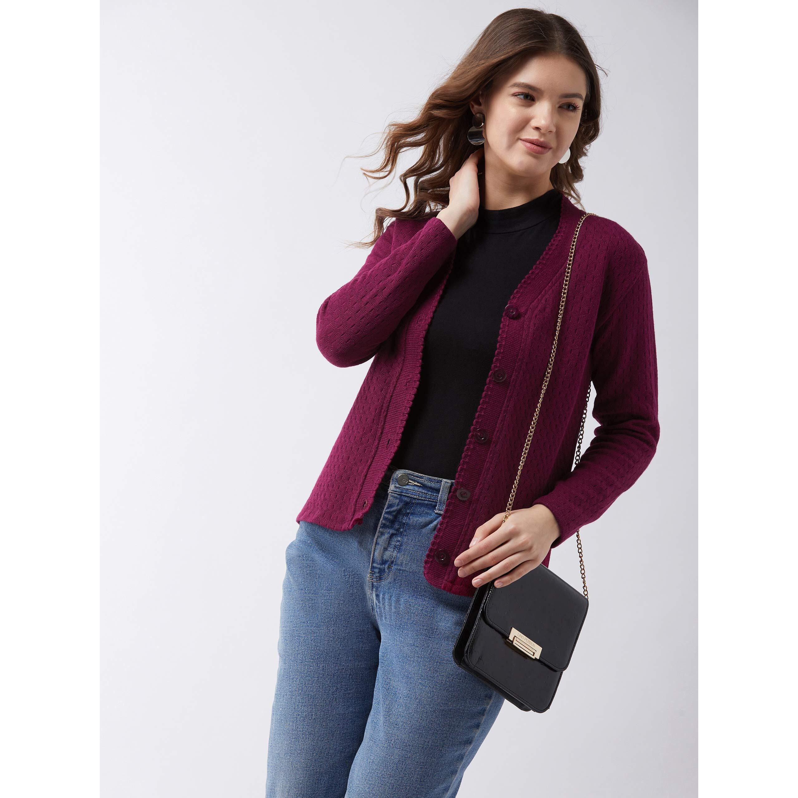 Pivl Women's Blended V-Neck Cardigan Sweater (Pv501_Move