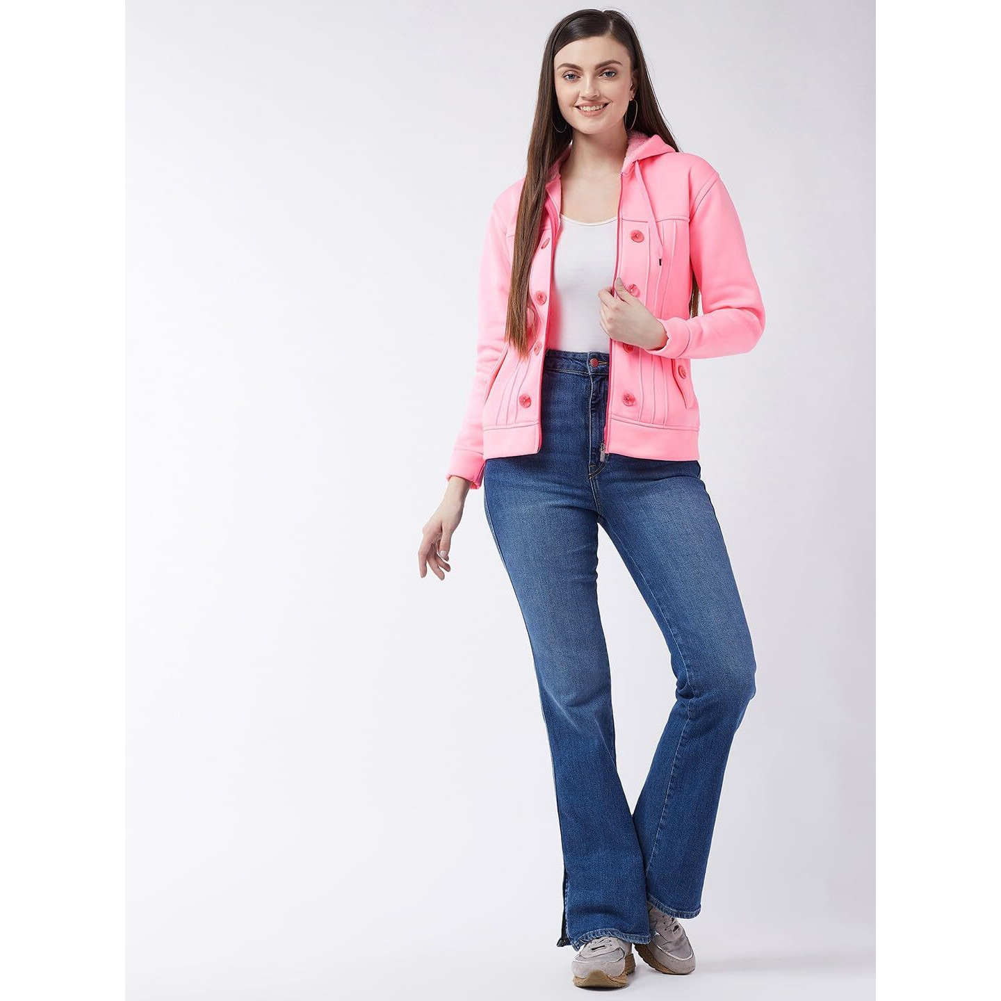 Pivl Casual Solid Full Sleeves Stylish Women Fleece Jacket With Zip For Winter Ii Zipper Hoodie Ii Hooded Neck Ii Winter Wear Ii