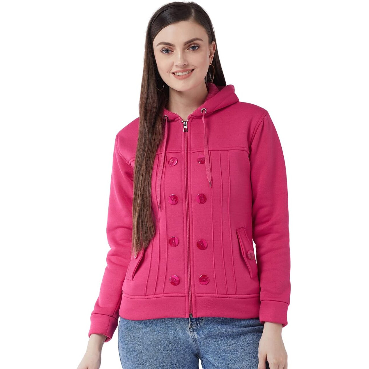 Pivl Casual Solid Full Sleeves Stylish Women Fleece Jacket With Zip For Winter Ii Zipper Hoodie Ii Hooded Neck Ii Winter Wear Ii