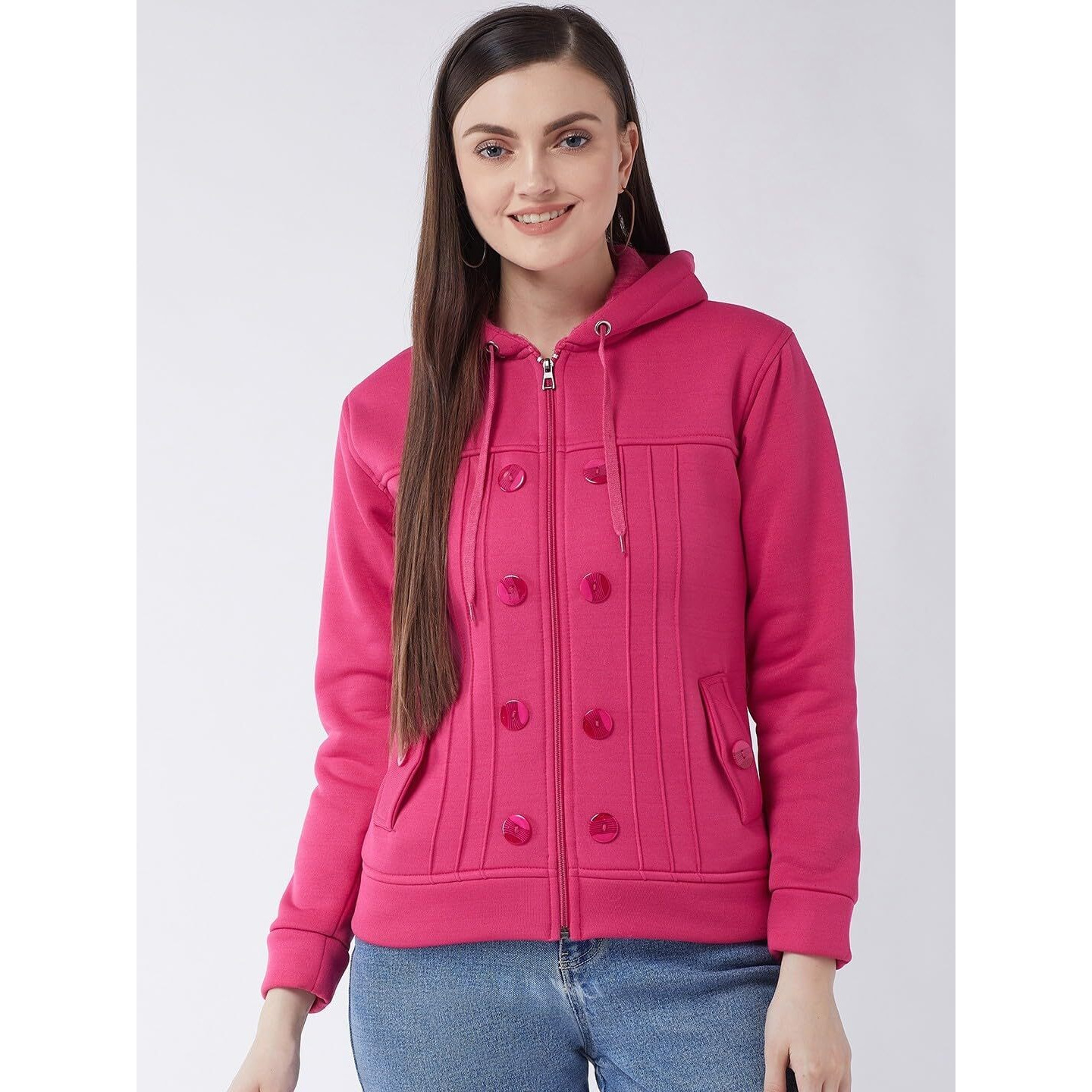 Pivl Casual Solid Full Sleeves Stylish Women Fleece Jacket With Zip For Winter Ii Zipper Hoodie Ii Hooded Neck Ii Winter Wear Ii