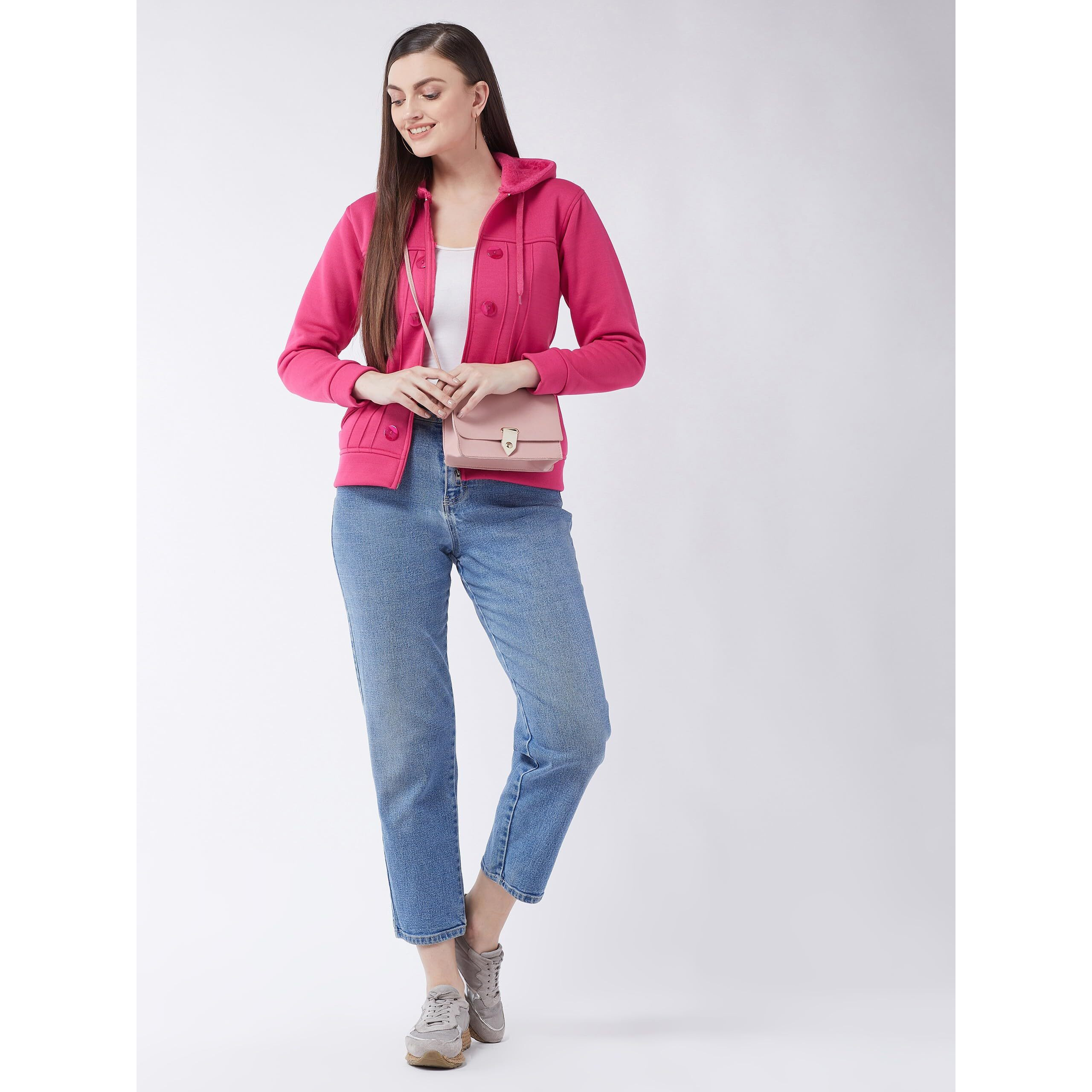 Pivl Casual Solid Full Sleeves Stylish Women Fleece Jacket With Zip For Winter Ii Zipper Hoodie Ii Hooded Neck Ii Winter Wear Ii