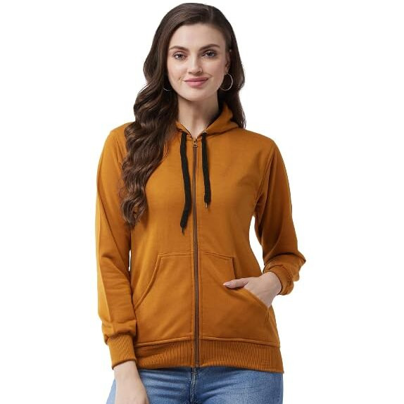 Pivl Full Sleeve Solid Women Sweatshirt_Mustard, M