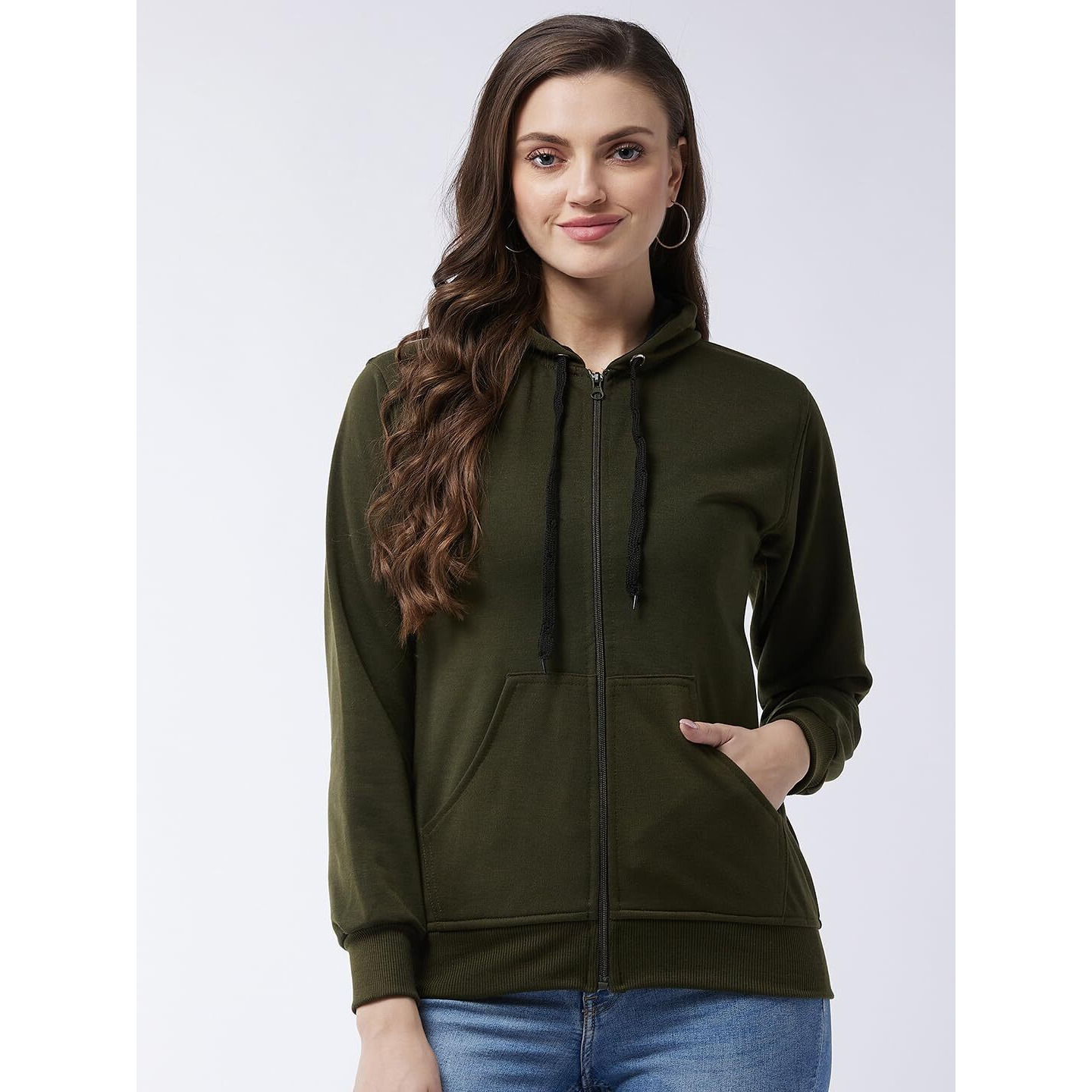 Pivl Full Sleeve Solid Women Sweatshirt_Olive, L