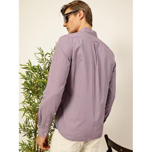 Thomas Scott Mens Slim Fit 100% Cotton Full Sleeves Checkered Casual Shirt (Ntss02_Red, M)