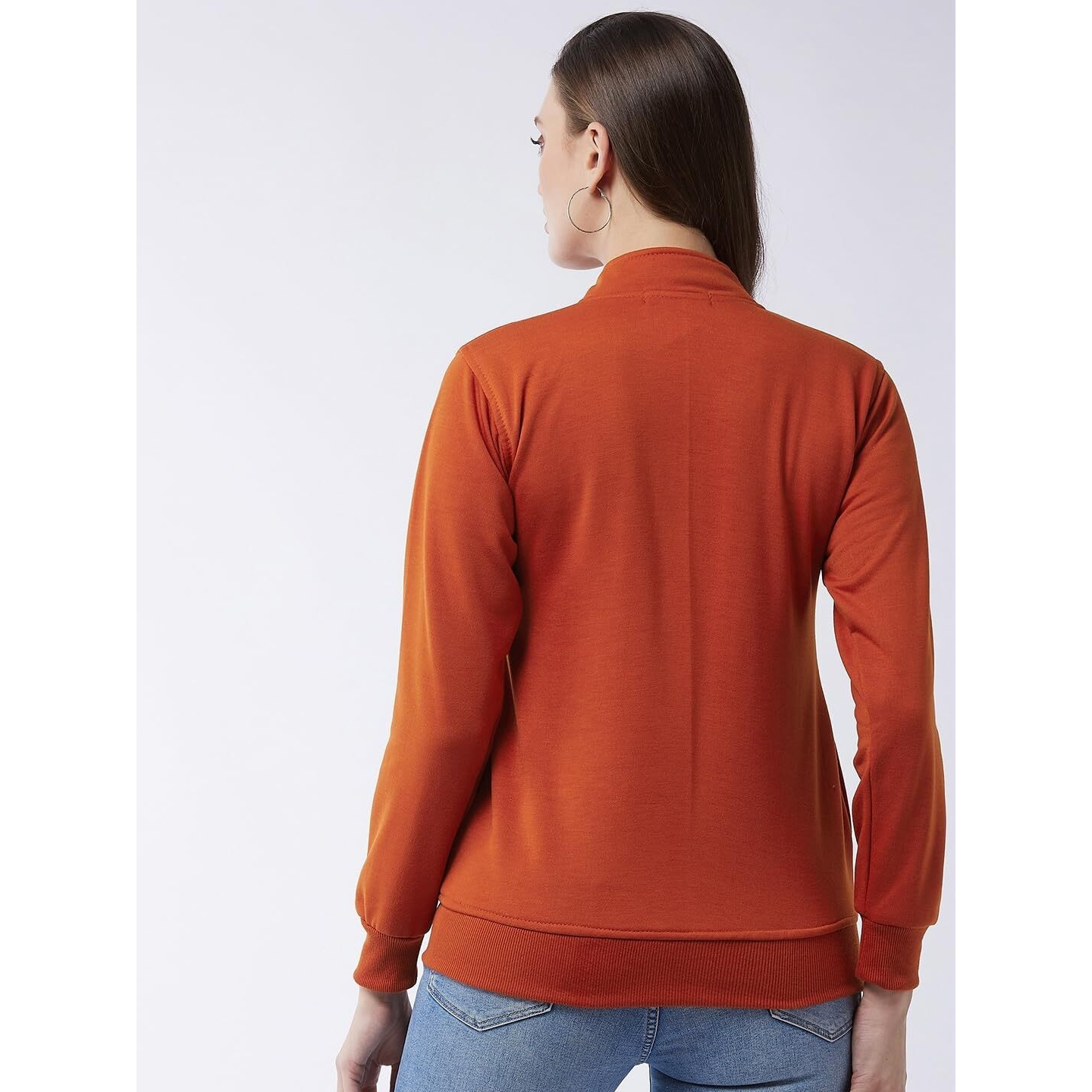 Pivl Full Sleeve Solid Women Sweatshirt_Rust, L