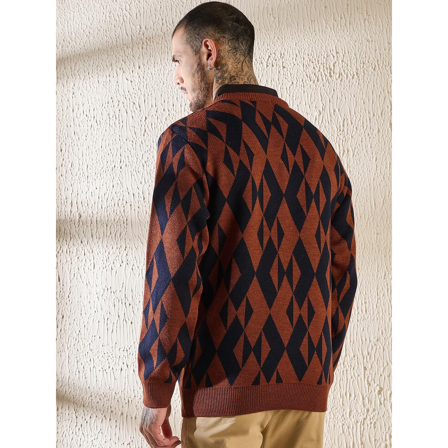 Pivl Men's Winter Round Neck Trendy, Stylish Sweater -Rust-M