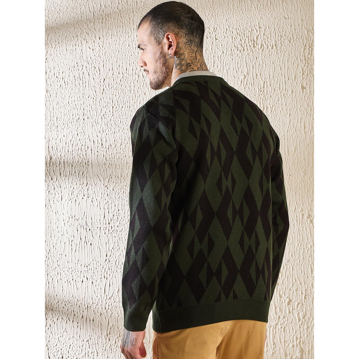 Pivl Men's Winter Round Neck Trendy, Stylish Sweater -Olive-L