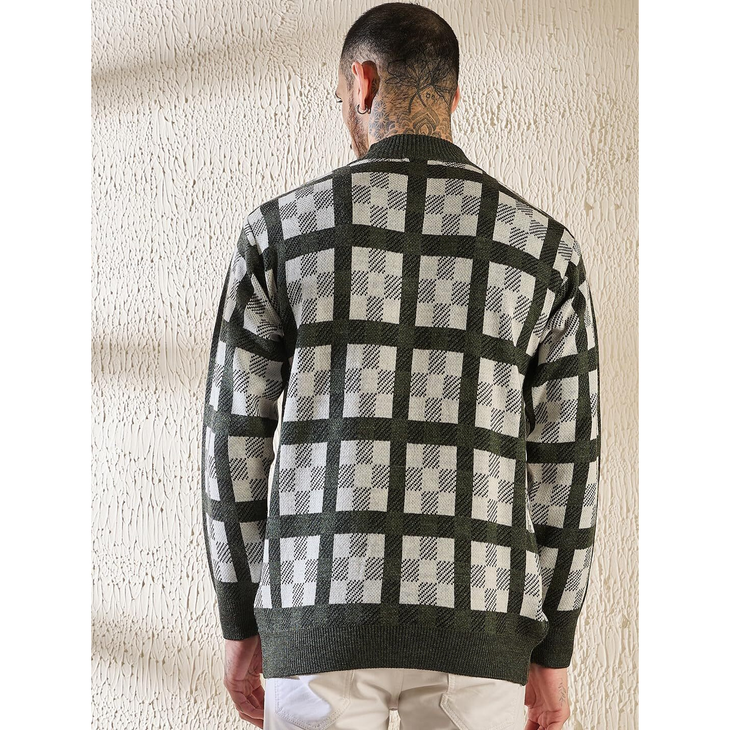 Pivl Men's Winter Half Button Open Sweater_Olive_M