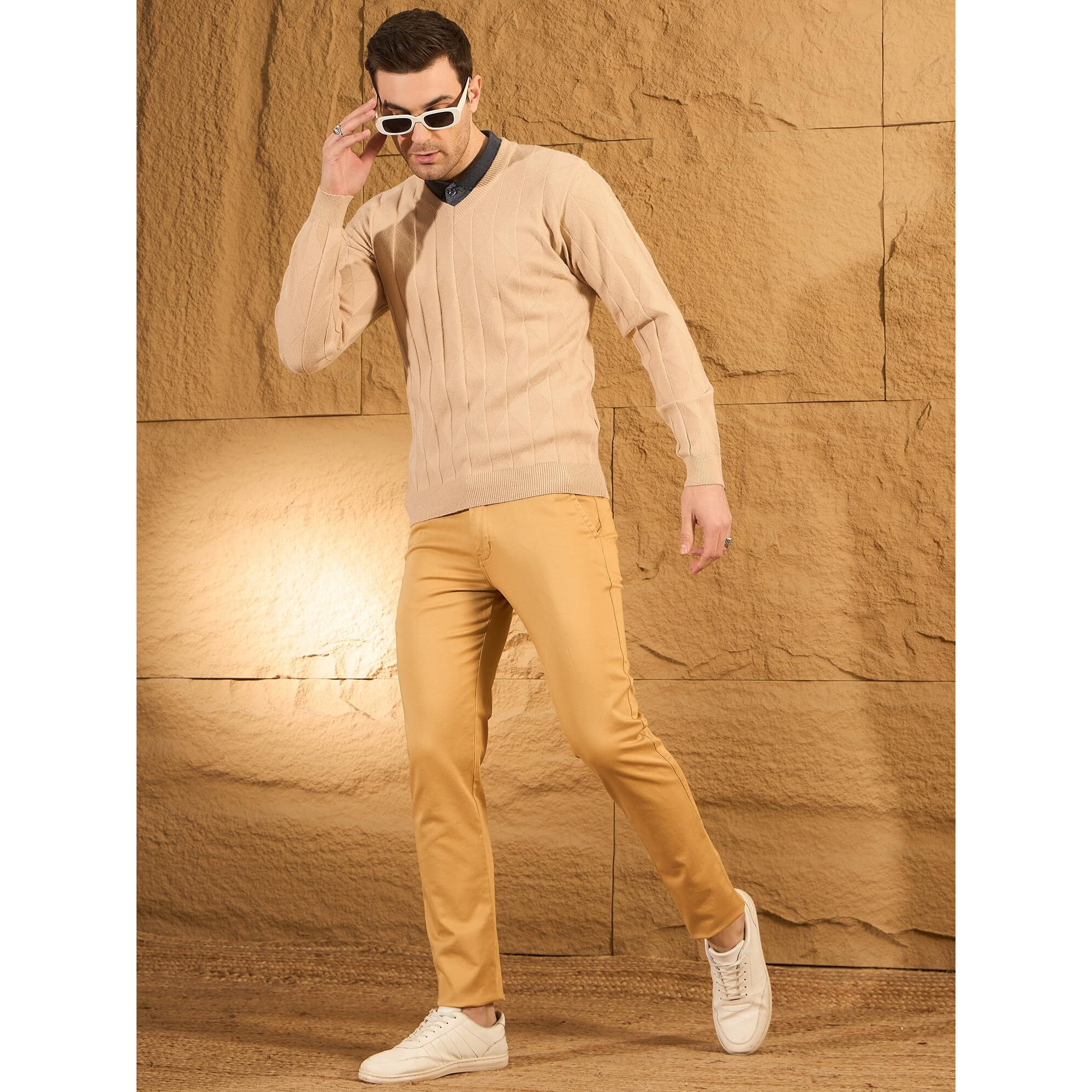 Pivl Men's Winter Self Designed Casual Trendy And Warm Sweater_Camel_2Xl