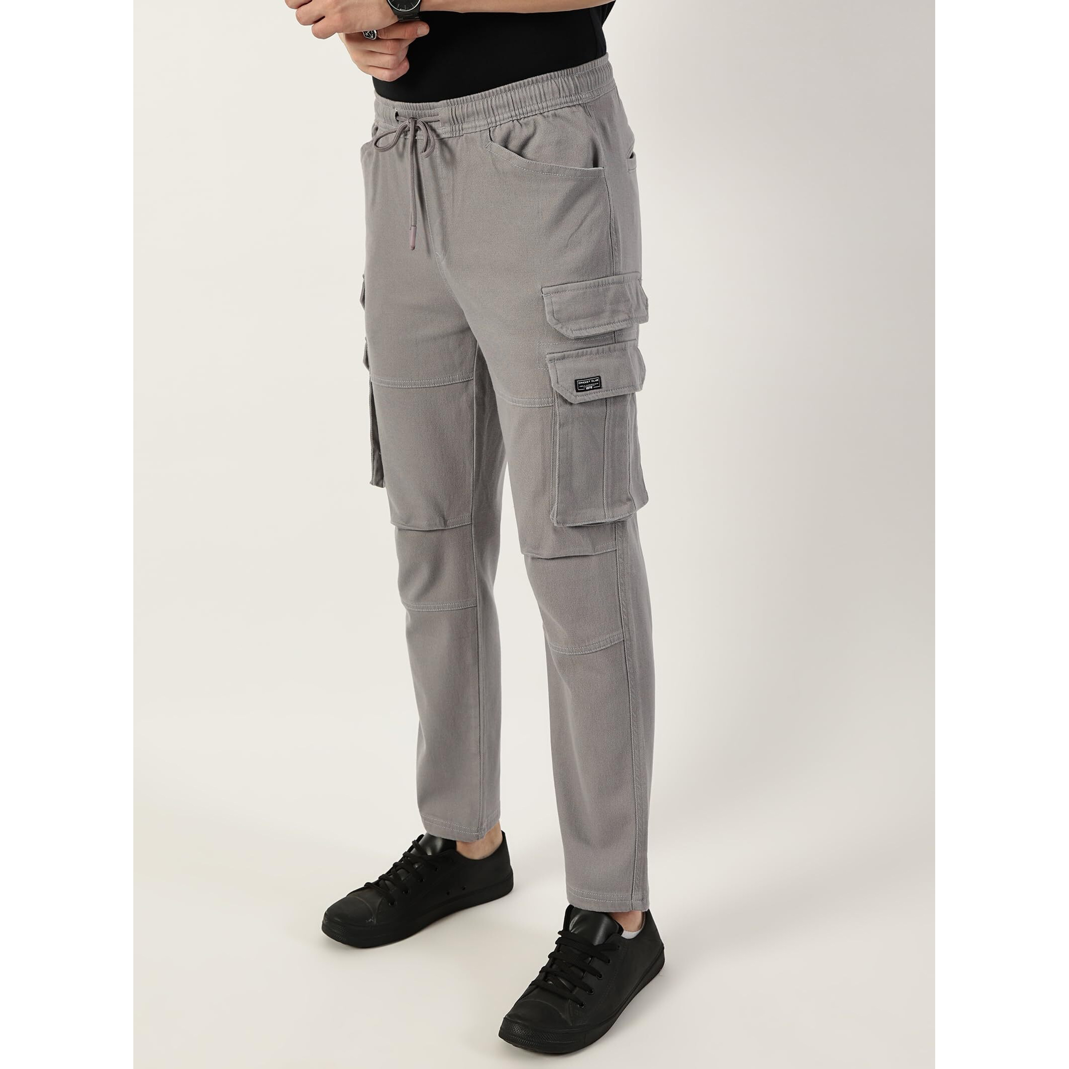 Thomas Scott Men Relaxed Straight Fit Cargos Trousers(Ccbt070_Grey_32)
