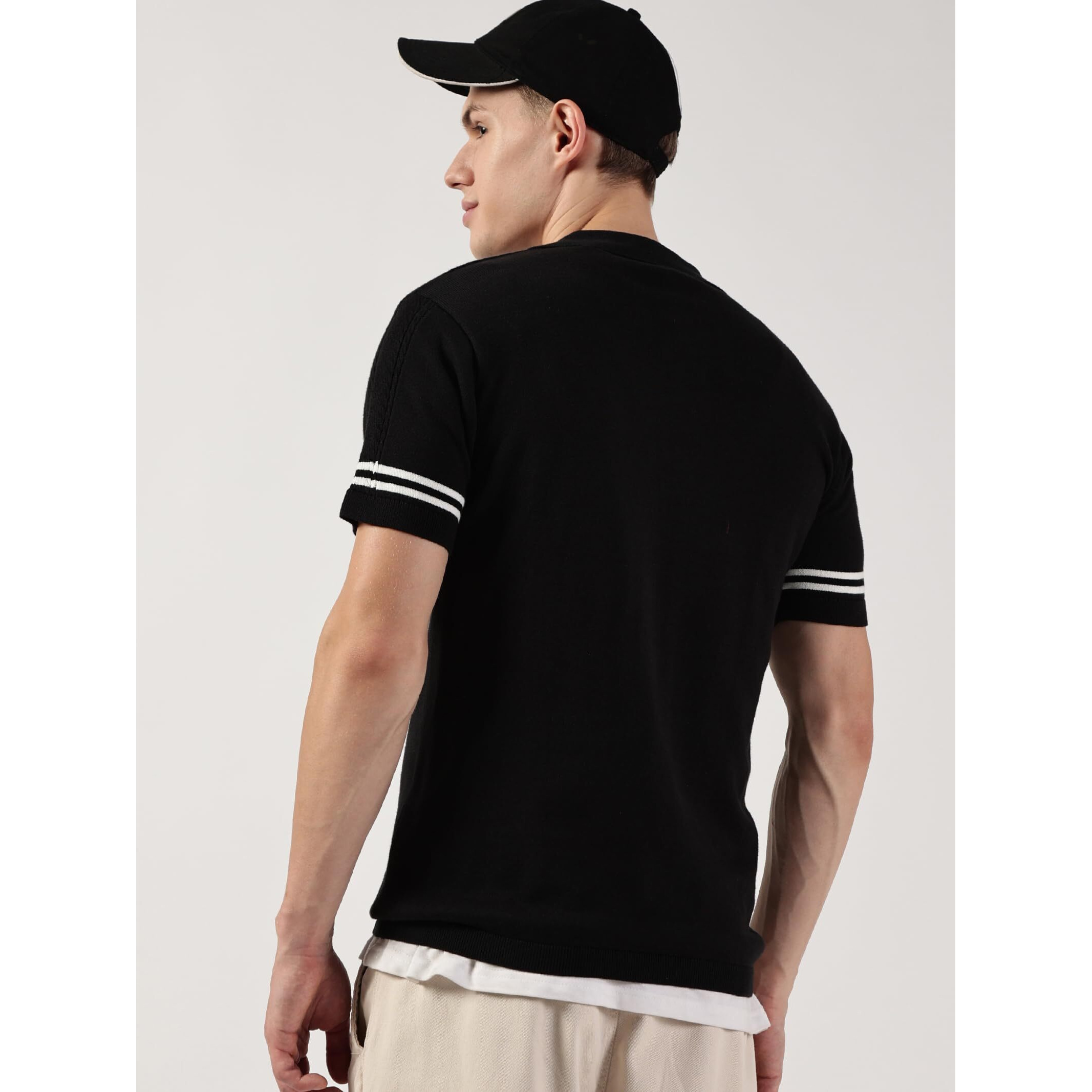 Thomas Scott Mens Cotton Half Sleeves Polo Collar T-Shirt (Tsfk19_Black,L)