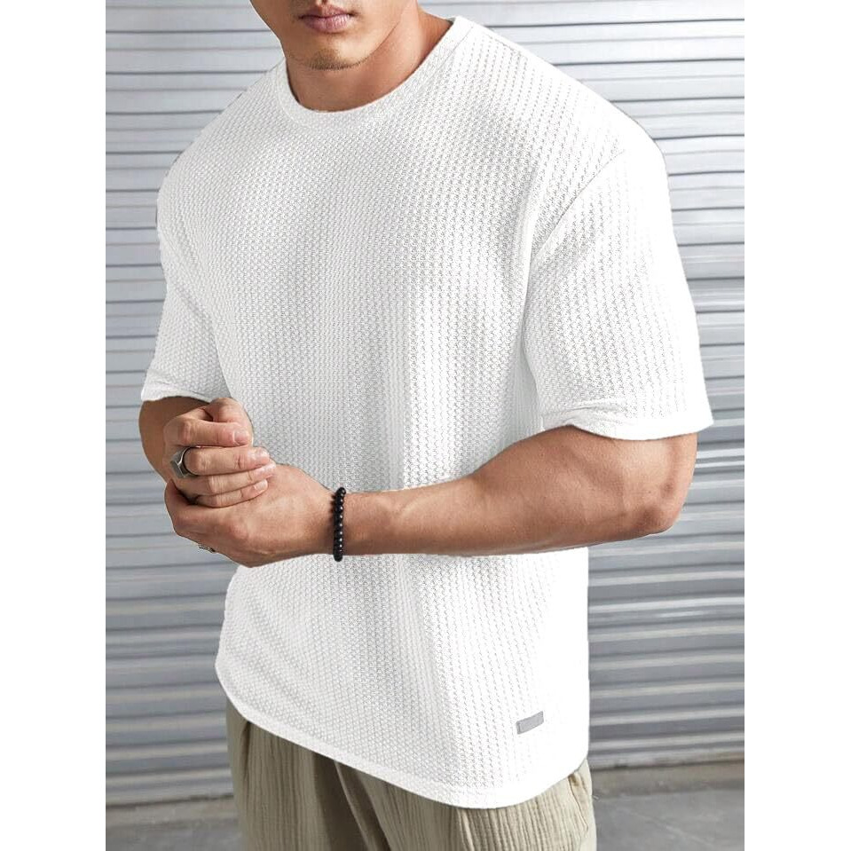 Pivl Men's Summer Round Neck Half Sleeves T-Shirt-M-White