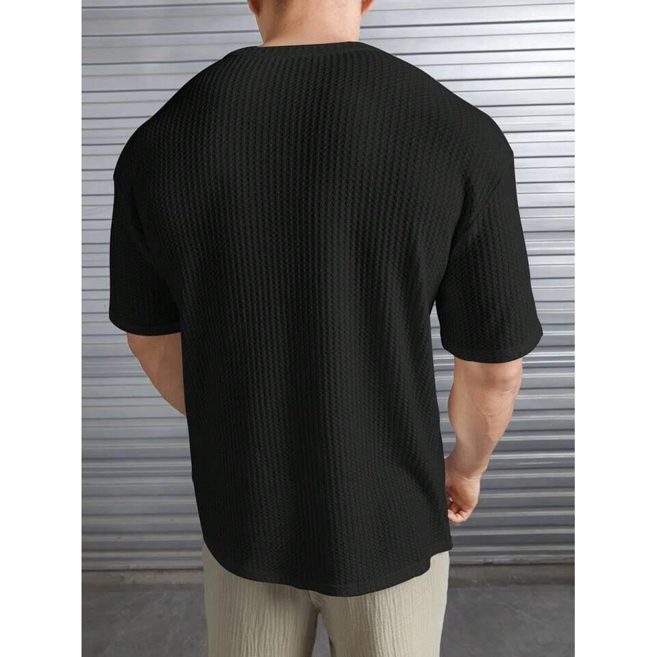 Pivl Men's Summer Round Neck Half Sleeves T-Shirt-M-Black