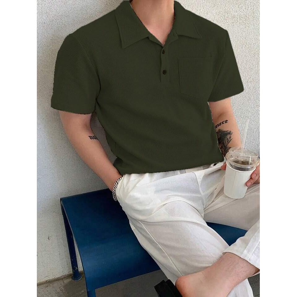 Pivl Men's Summer Half Sleeves T-Shirt-L-Olive