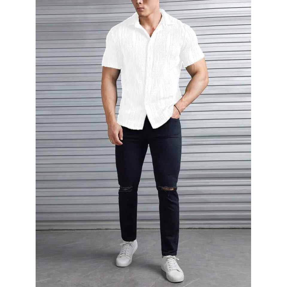 Pivl Men's Summer Shirt  Lightweight, Stylish & Breathable-White-Xl