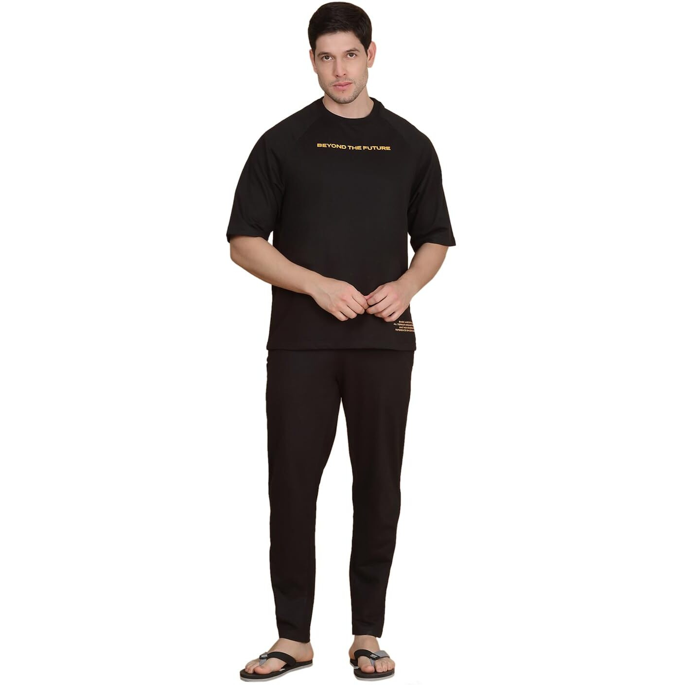 Sweet Dreams Men's Cotton Solid Pajama Set Pack Of 2 (Ocw-4107 Black Xl)