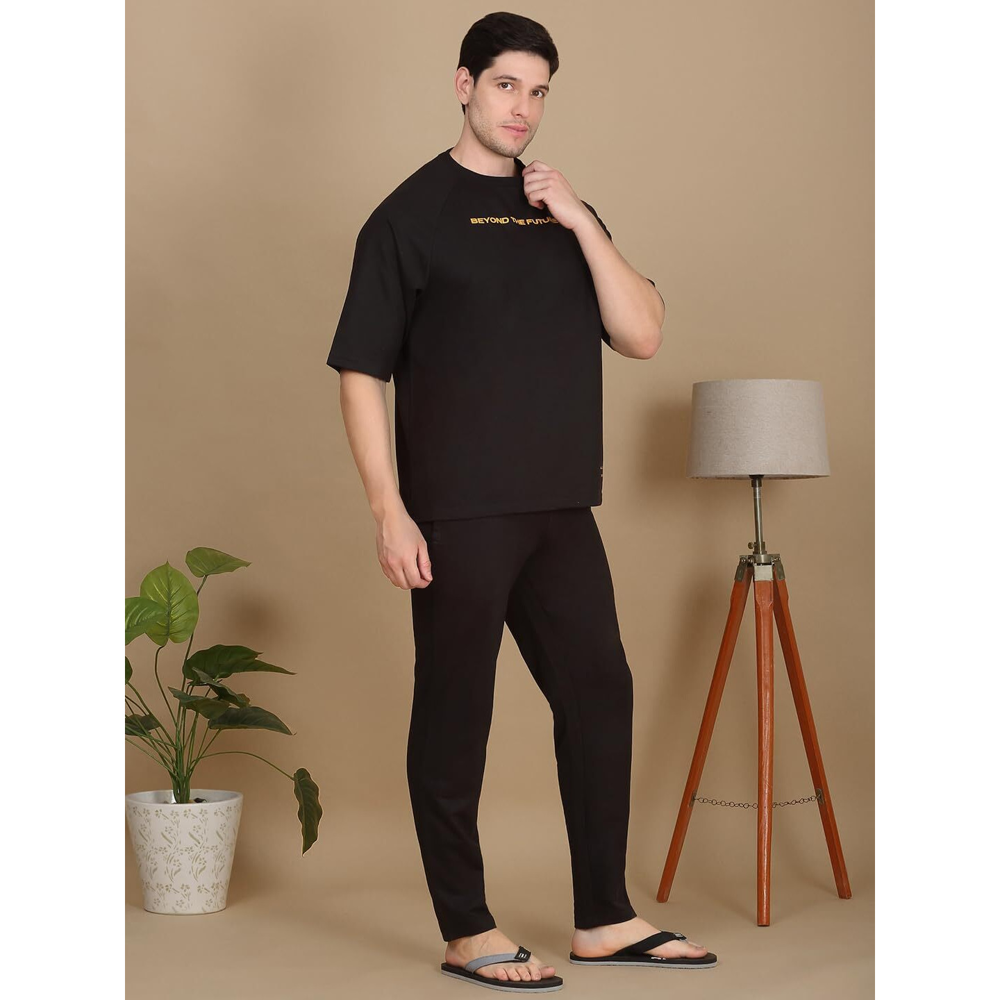 Sweet Dreams Men's Cotton Solid Pajama Set Pack Of 2 (Ocw-4107 Black Xl)