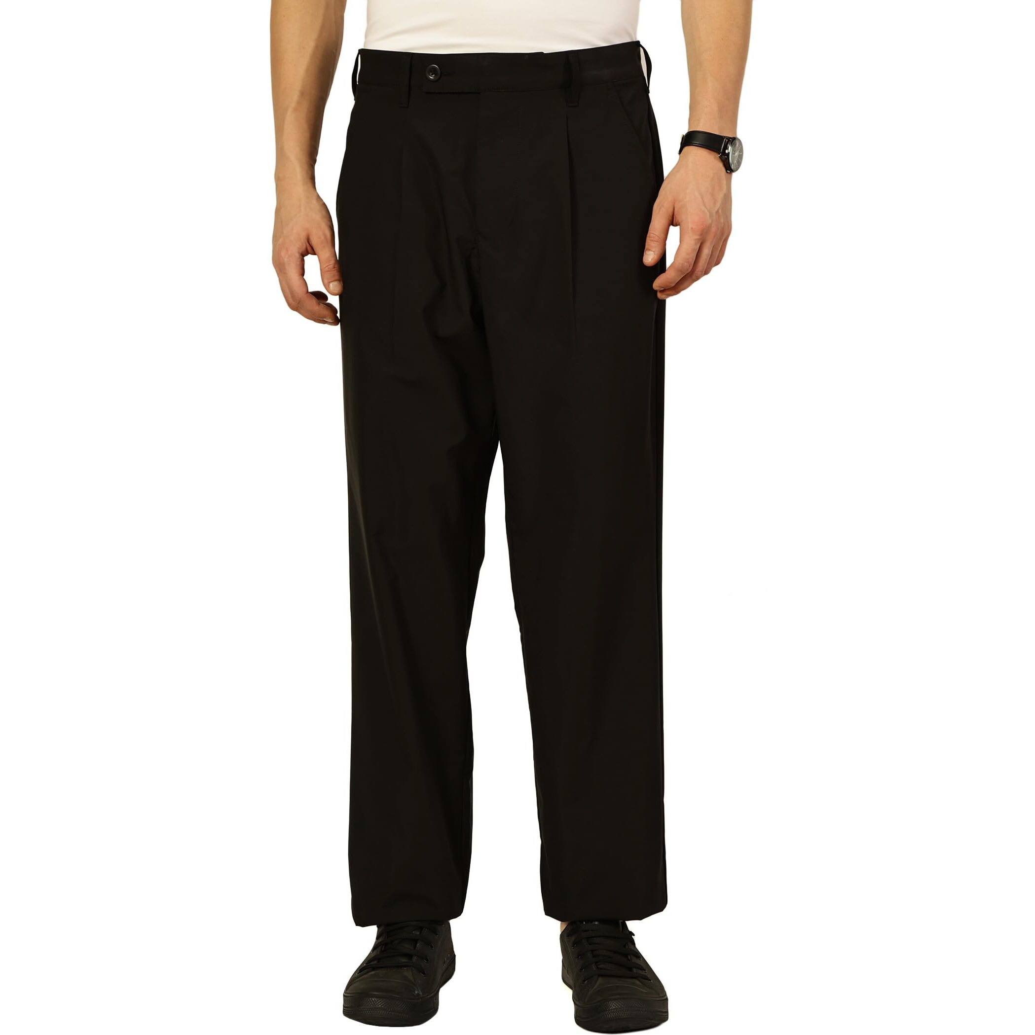 Thomas Scott Men Regular Fit Smart Pleated Trousers(Tsb065A_Black_38)