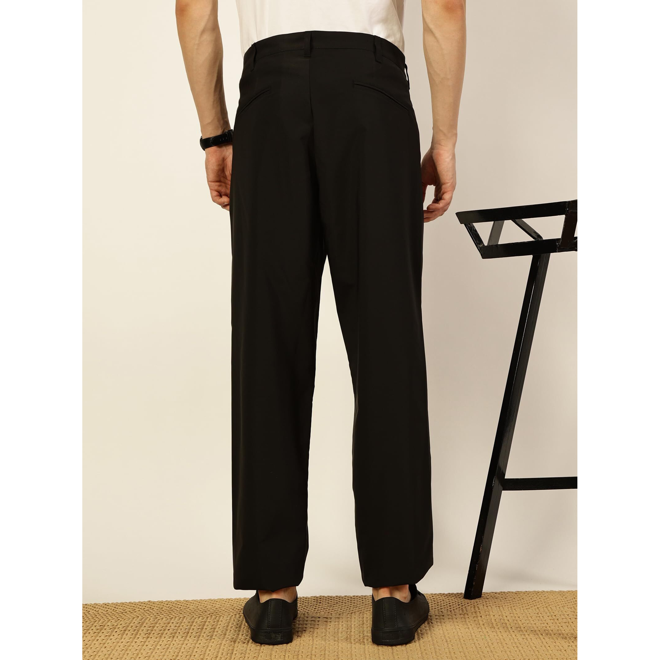 Thomas Scott Men Regular Fit Smart Pleated Trousers(Tsb065A_Black_38)
