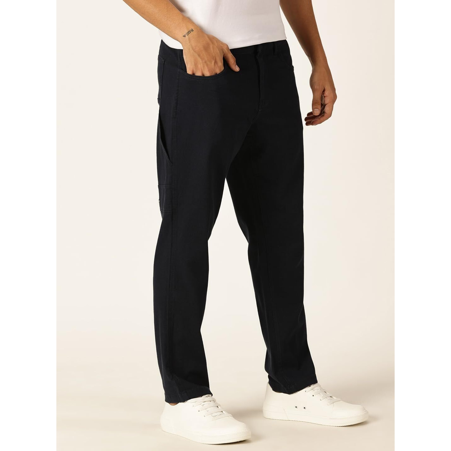 Thomas Scott Men Navy Smart Cotton Lycra Joggers (Navy, 36)