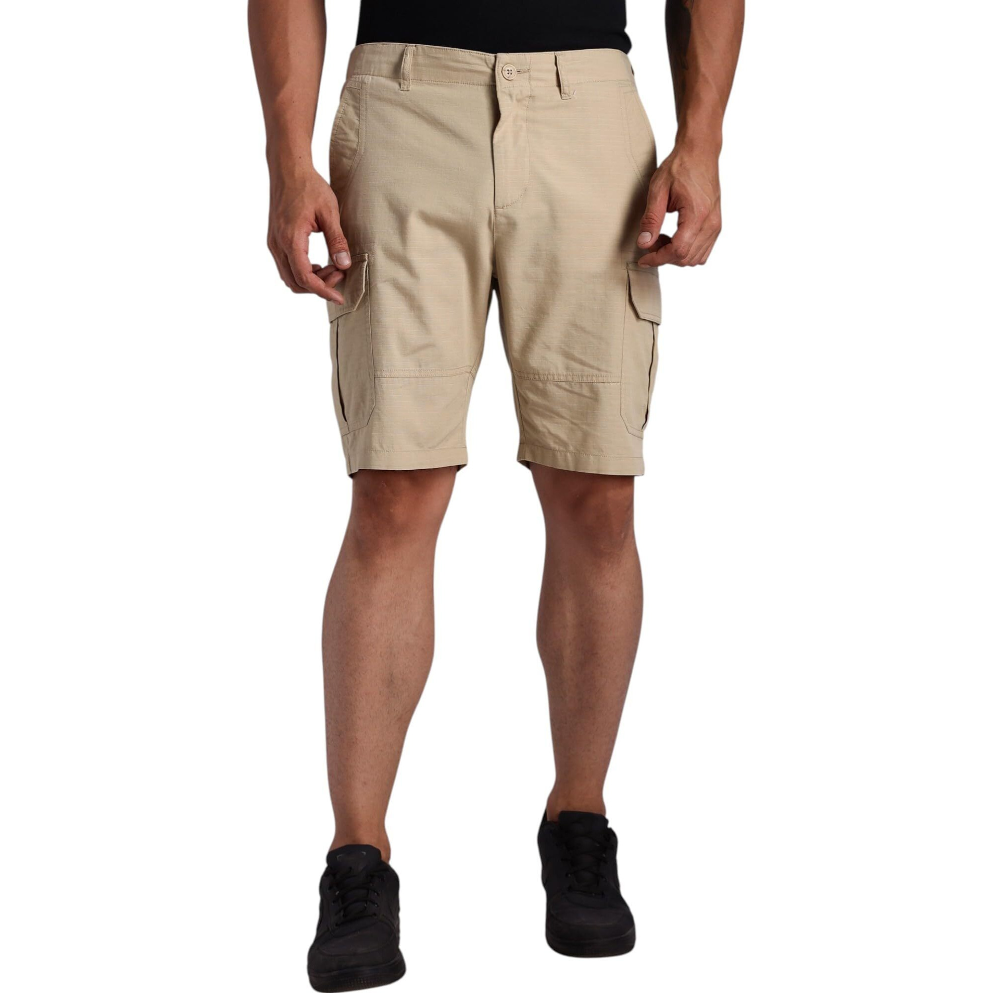 Thomas Scott Men's | Regular Fit | 100% Cotton | Breathable | Light Weight | 6 Pockets | Cargo Shorts For Men(Ccbs021_Beige_36)