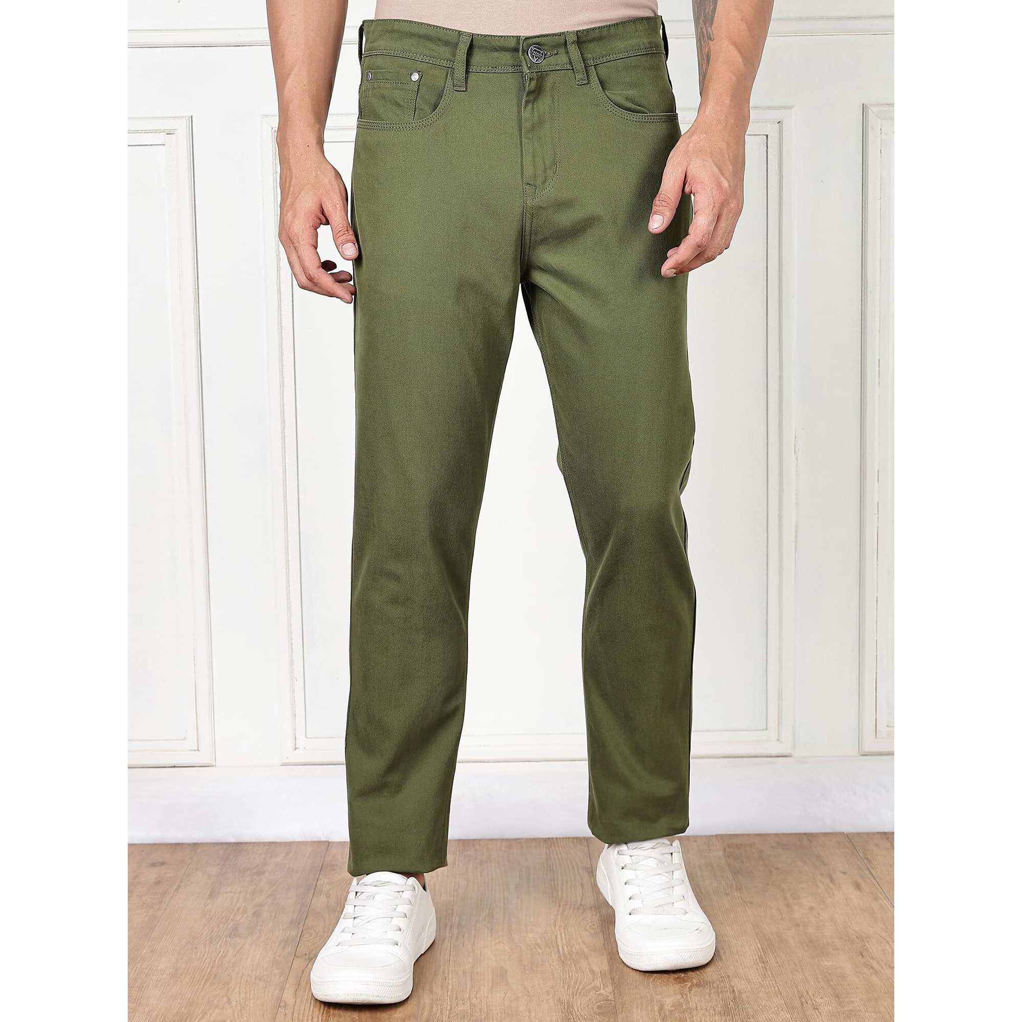 Thomas Scott Men's | Solid | Brathable Fabric | Denim | Mid Rise | Casual Jeans For Men(Tsj335_Darkolive_32)