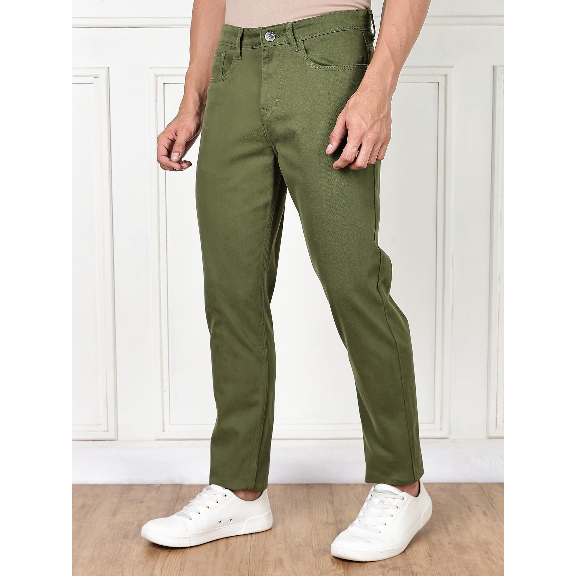 Thomas Scott Men's | Solid | Brathable Fabric | Denim | Mid Rise | Casual Jeans For Men(Tsj335_Darkolive_32)