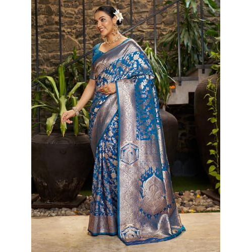 Varanga Banarasi Style Saree With Blouse Piece For Women