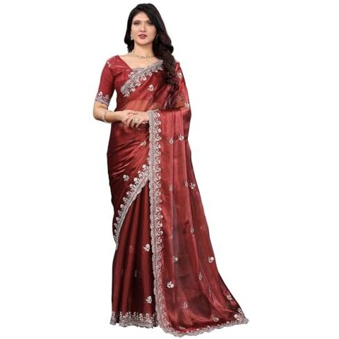 Varanga Ethnic Motifs Sequinned Banarasi Saree