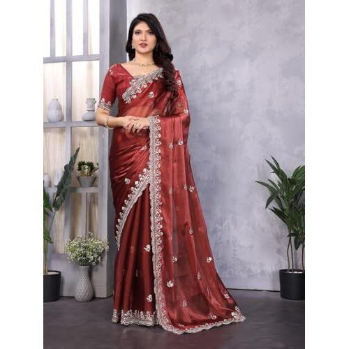 Varanga Ethnic Motifs Sequinned Banarasi Saree