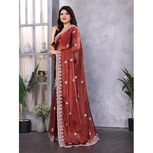 Varanga Ethnic Motifs Sequinned Banarasi Saree